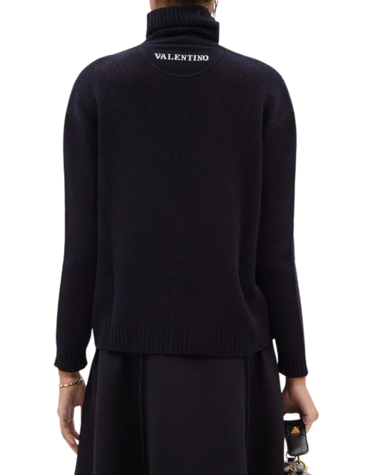 Valentino Cashmere Navy Roll Neck