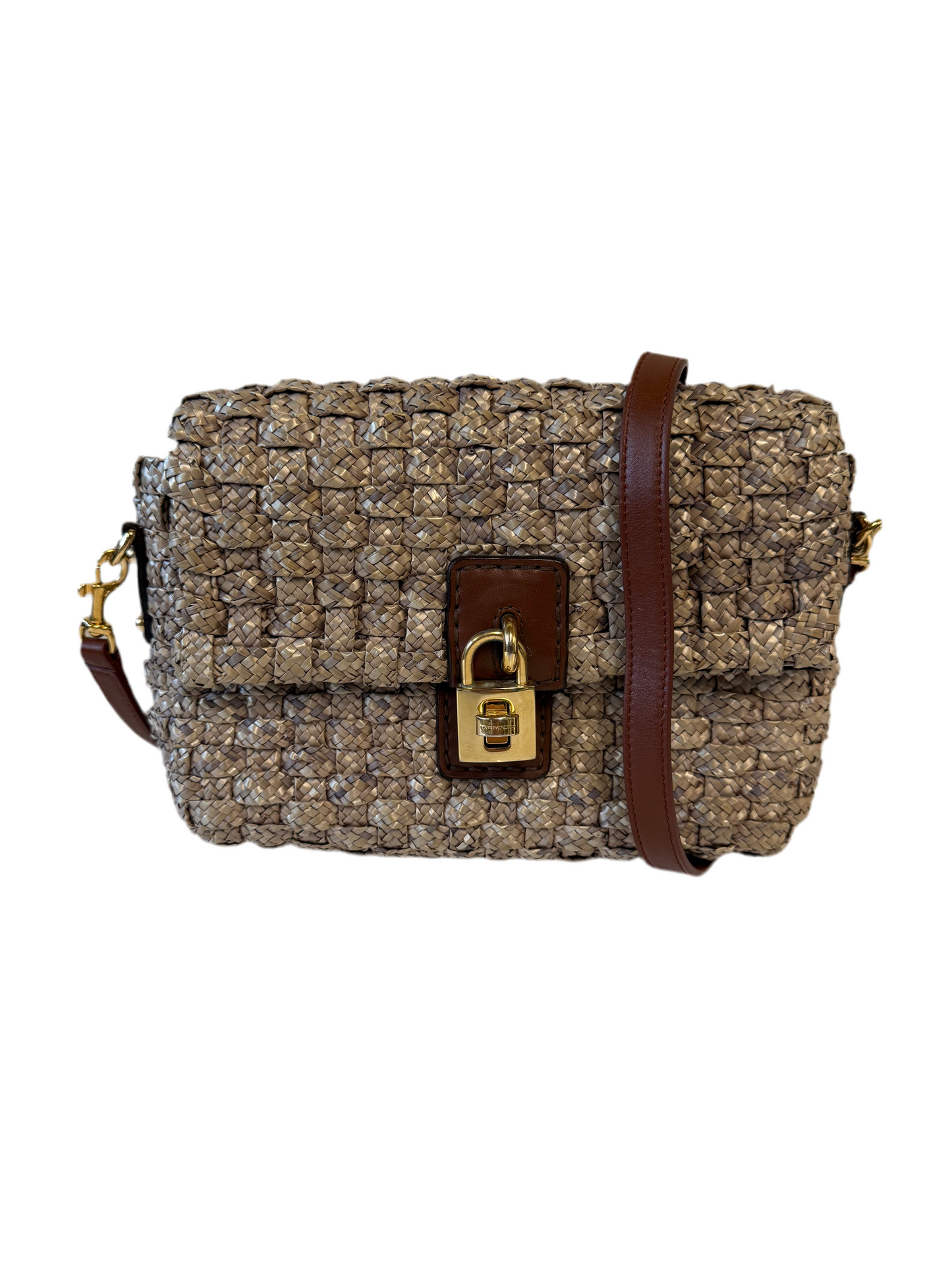 Dolce and Gabbana Wicker Crossbody Bag With Padlock (pre-owned)