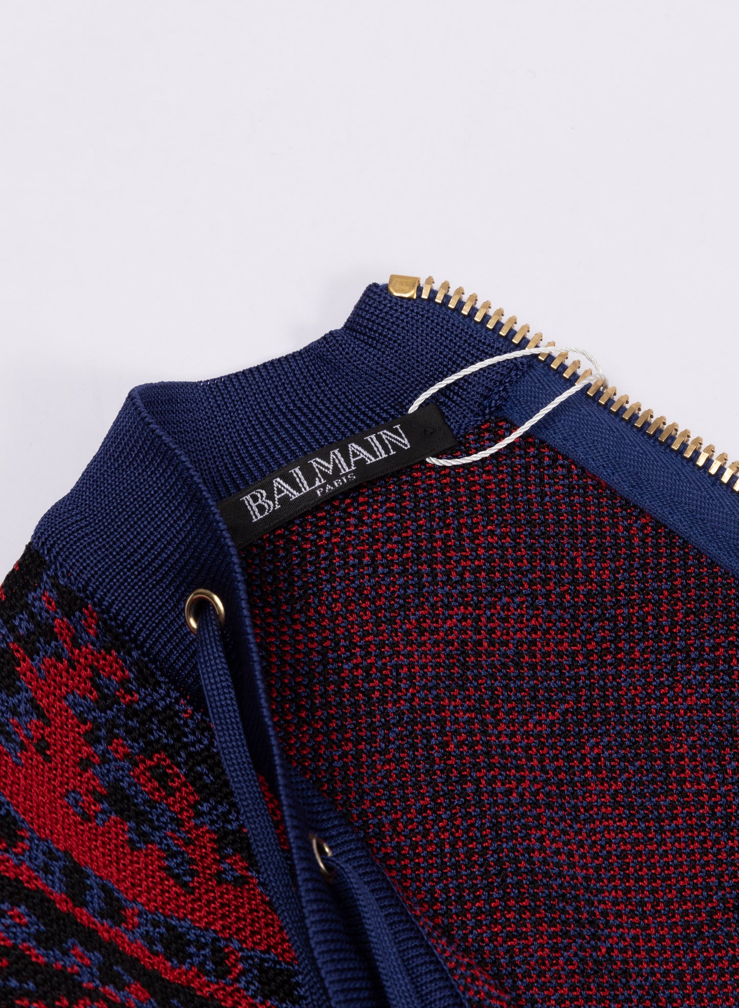 Balmain red and blue long sleeved bodycon dress (pre-owned)