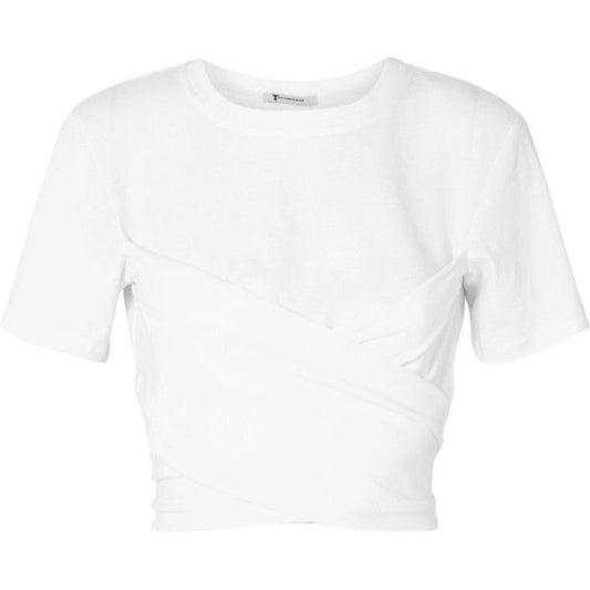 T Alexander Wang white wrap round crop tee (pre-owned)