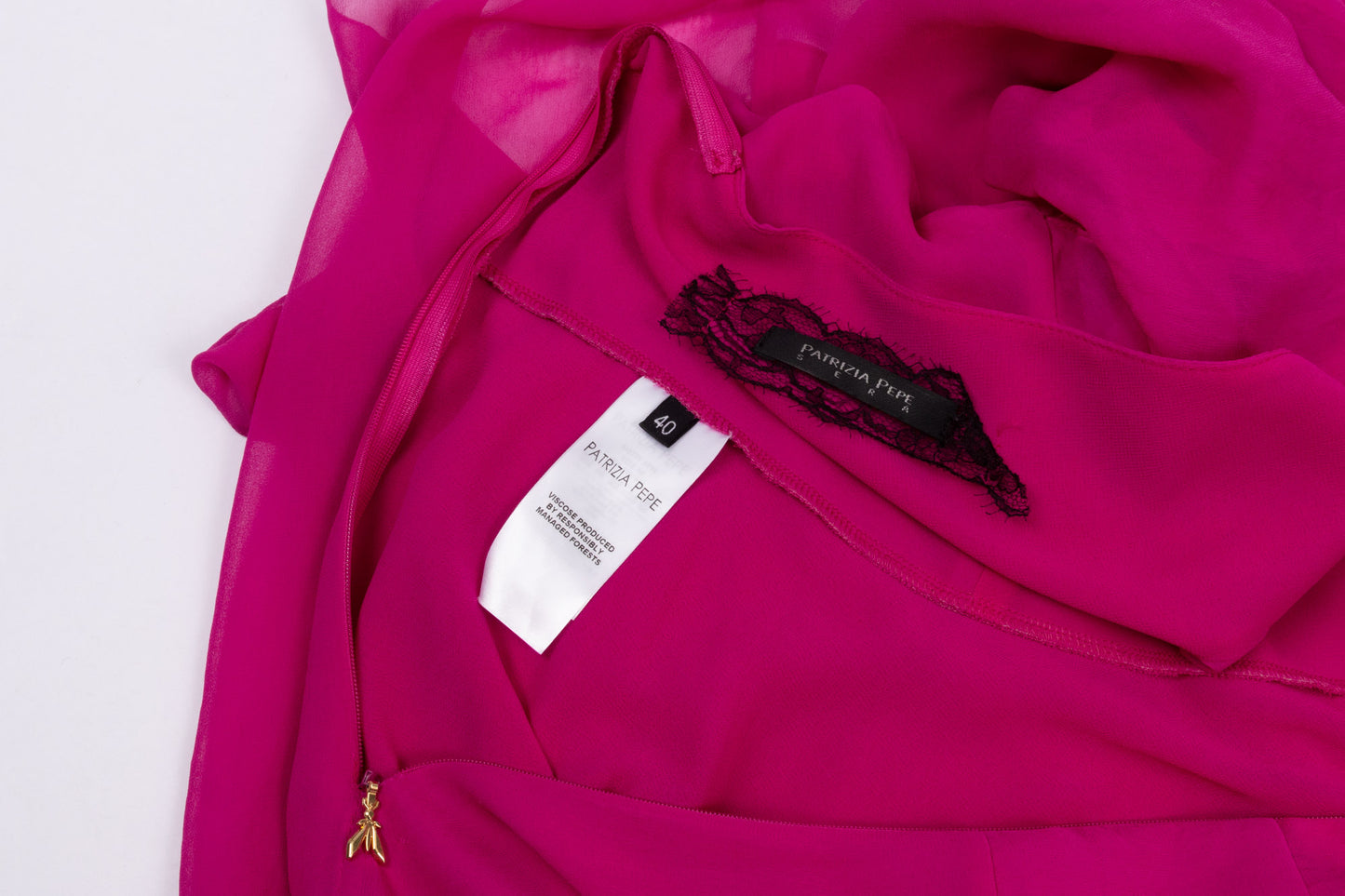 Patrizia Pepe silk waterfall fuchsia dress (pre-owned)