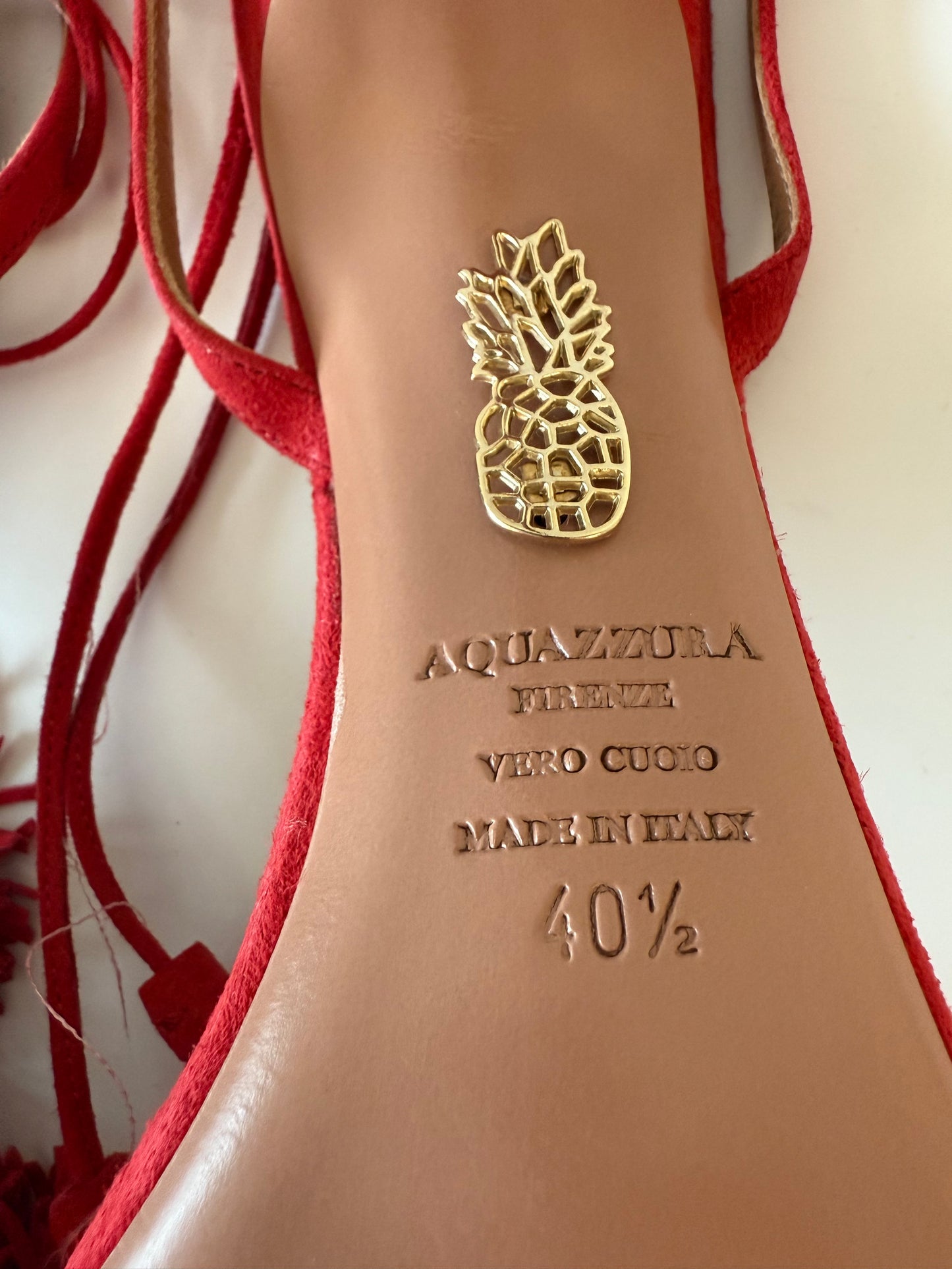 Aquazzura Red lace up suede heeled sandals (pre-owned)