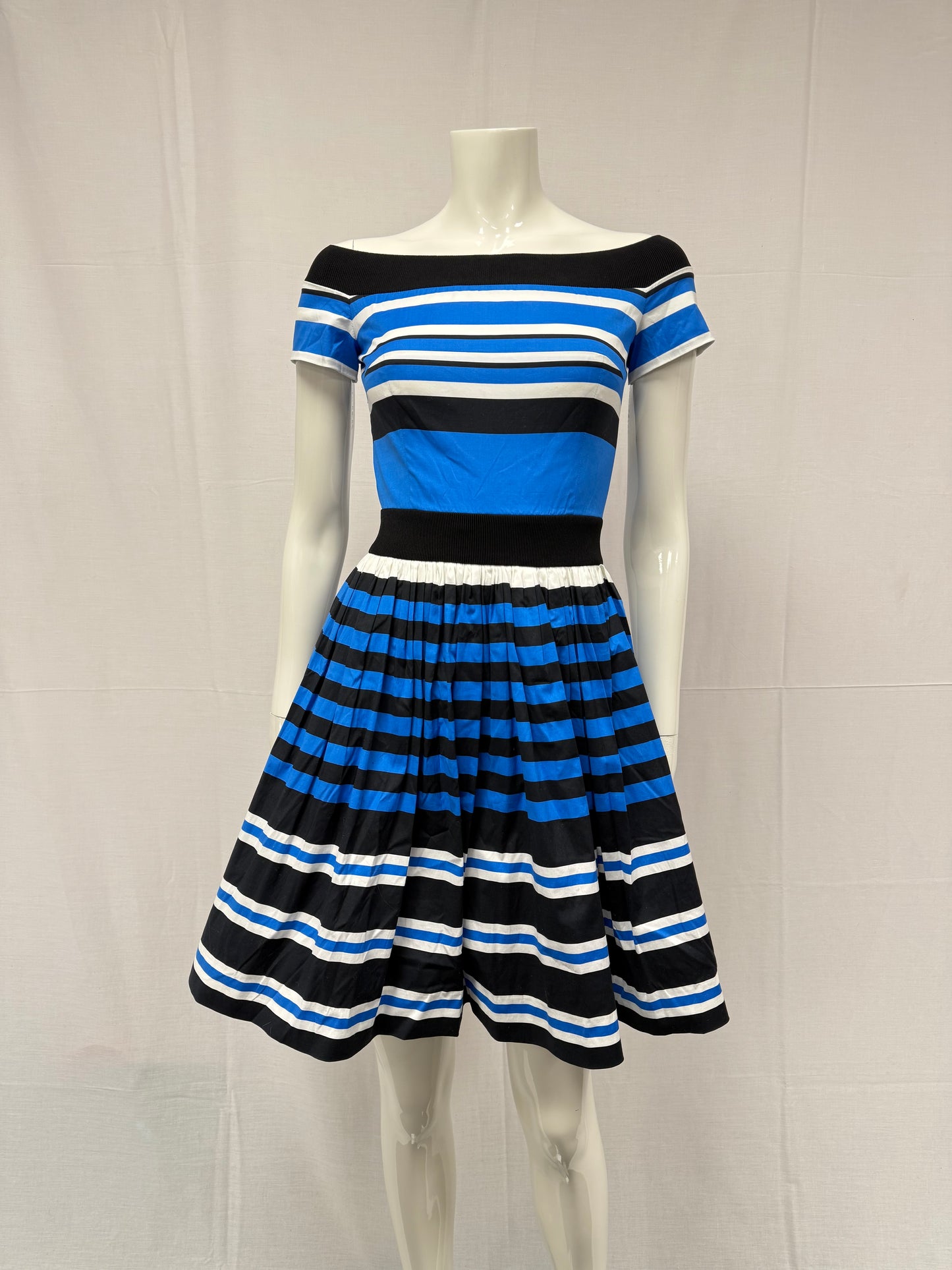 Prada Horizontal stripe blue cotton tea dress (pre-owned)