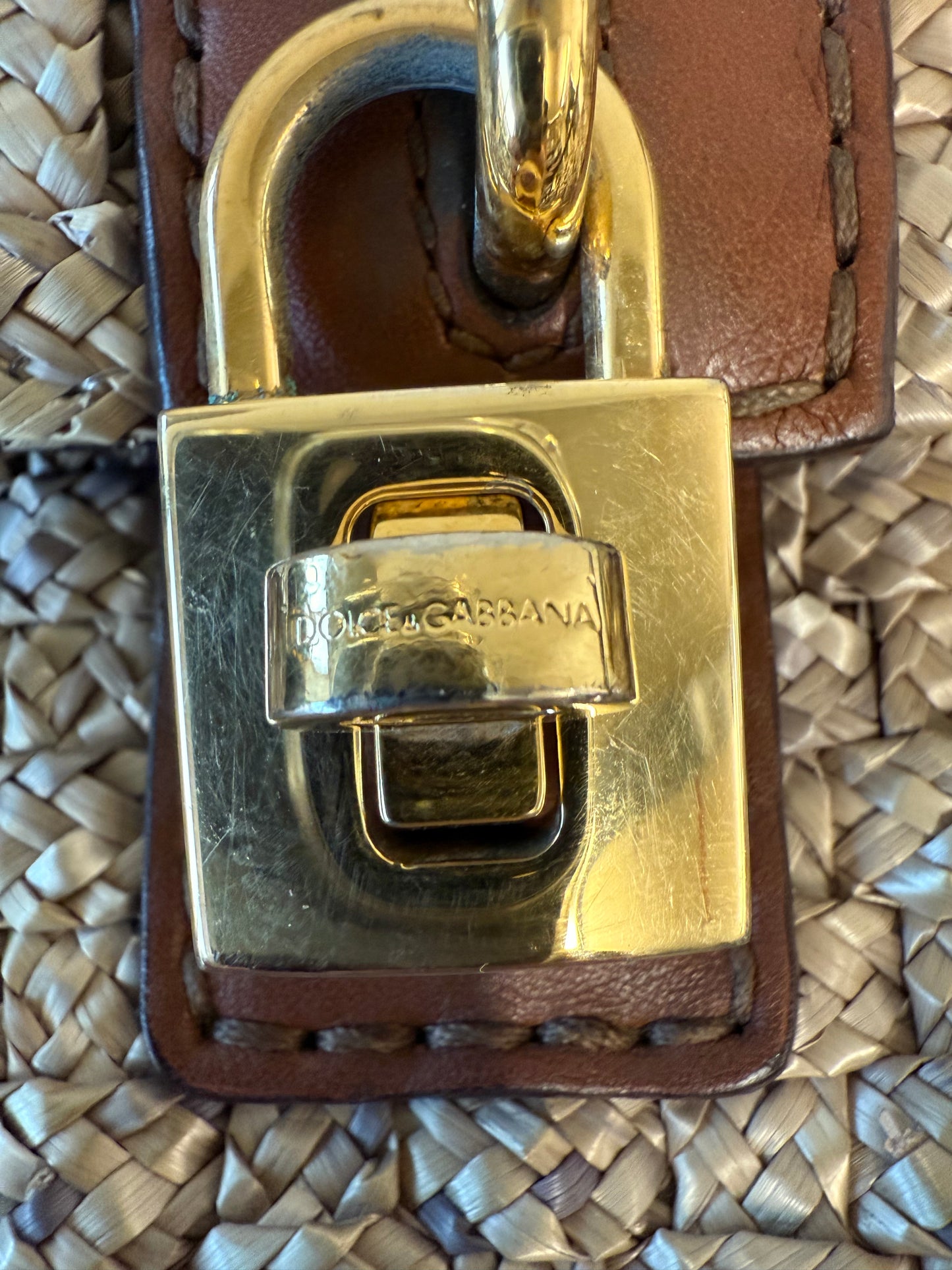 Dolce and Gabbana Wicker Crossbody Bag With Padlock (pre-owned)