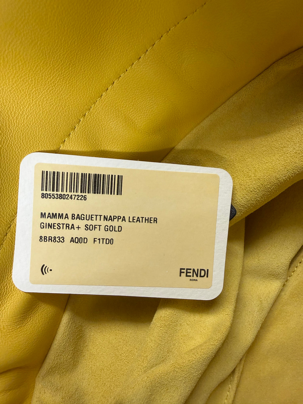 Fendi Yellow Mamma Baguette Medium Leather Crossbody Bag