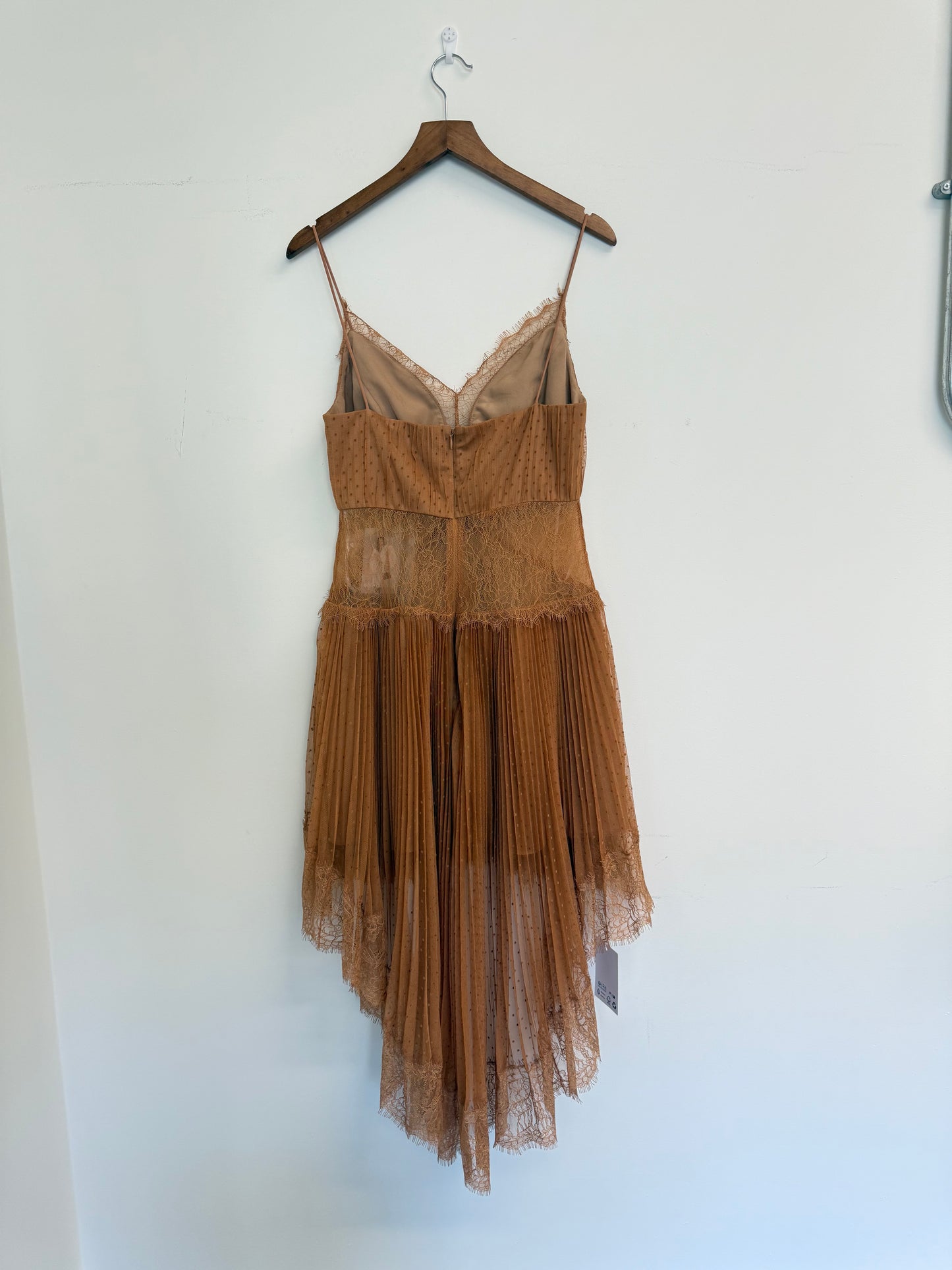 Self portrait tan dot mesh mini dress (pre-owned)