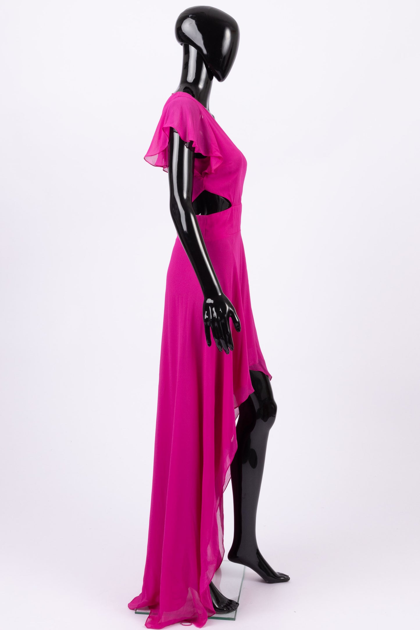 Patrizia Pepe silk waterfall fuchsia dress (pre-owned)