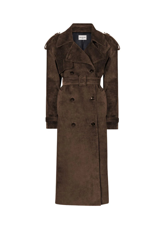 De Savary Brown suede leather trench (pre-owned)