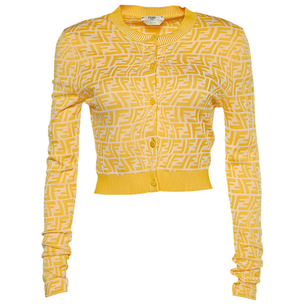 Fendi yellow monogram crop cardigan (pre-owned)