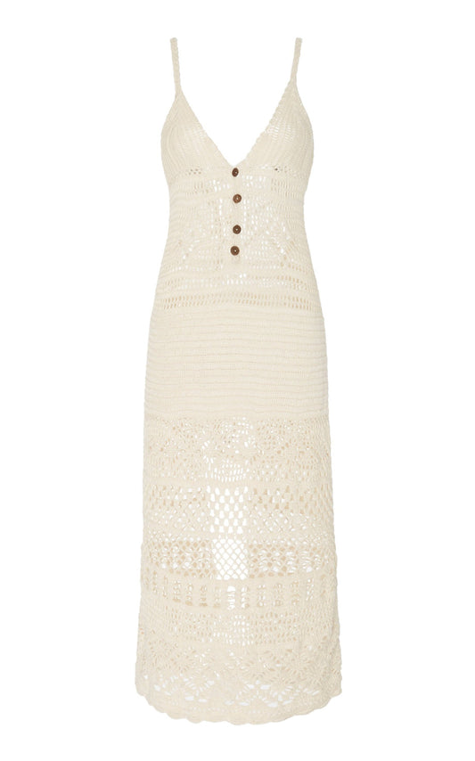 AKOIA Off-white Esme Midi Dress In Coconut