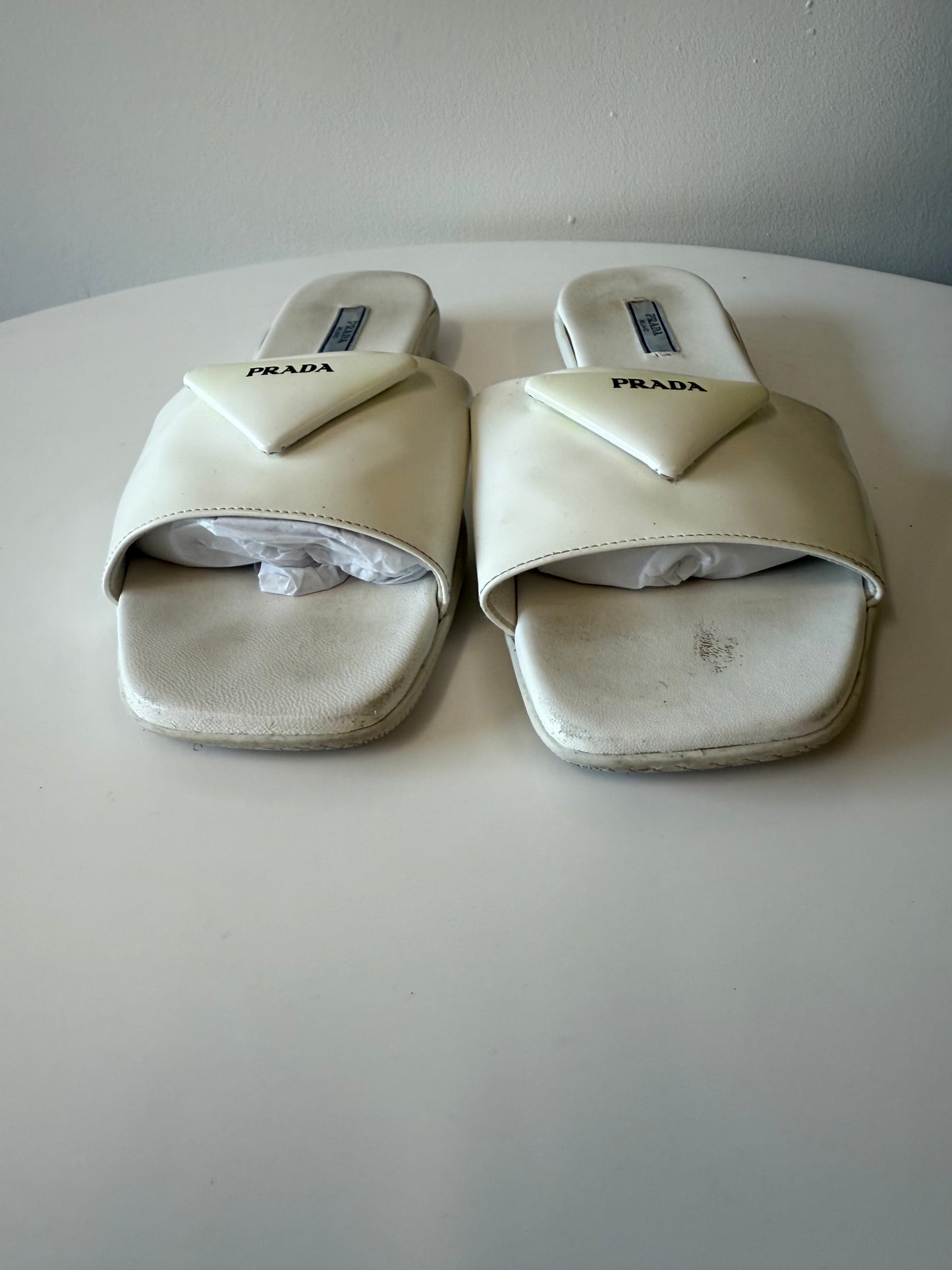 Prada logo leather slides (pre-owned)