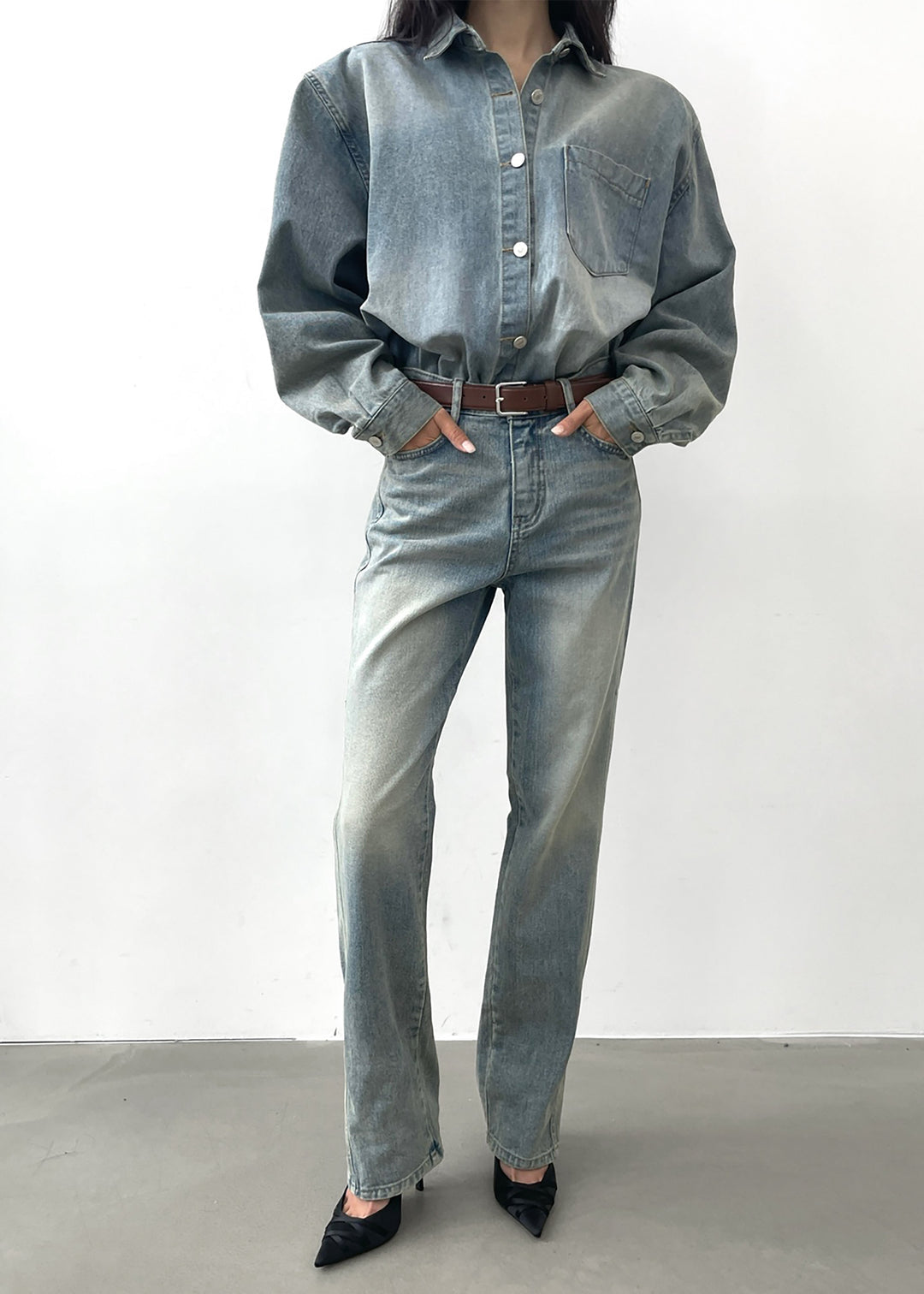 The Frankie Shop Nevada denim shirt light wash (pre-owned)