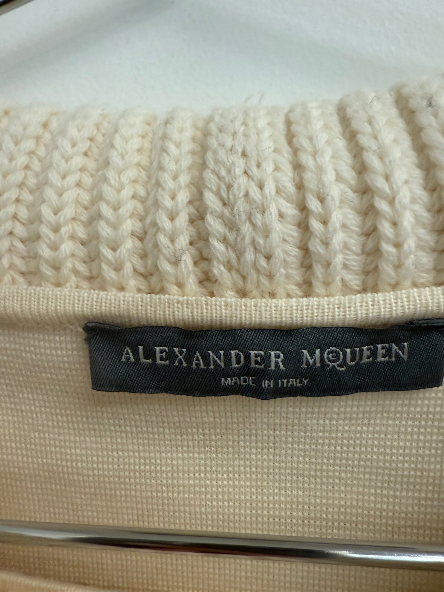 Alexander McQueen Cream stripe round neck jumper (pre-owned)