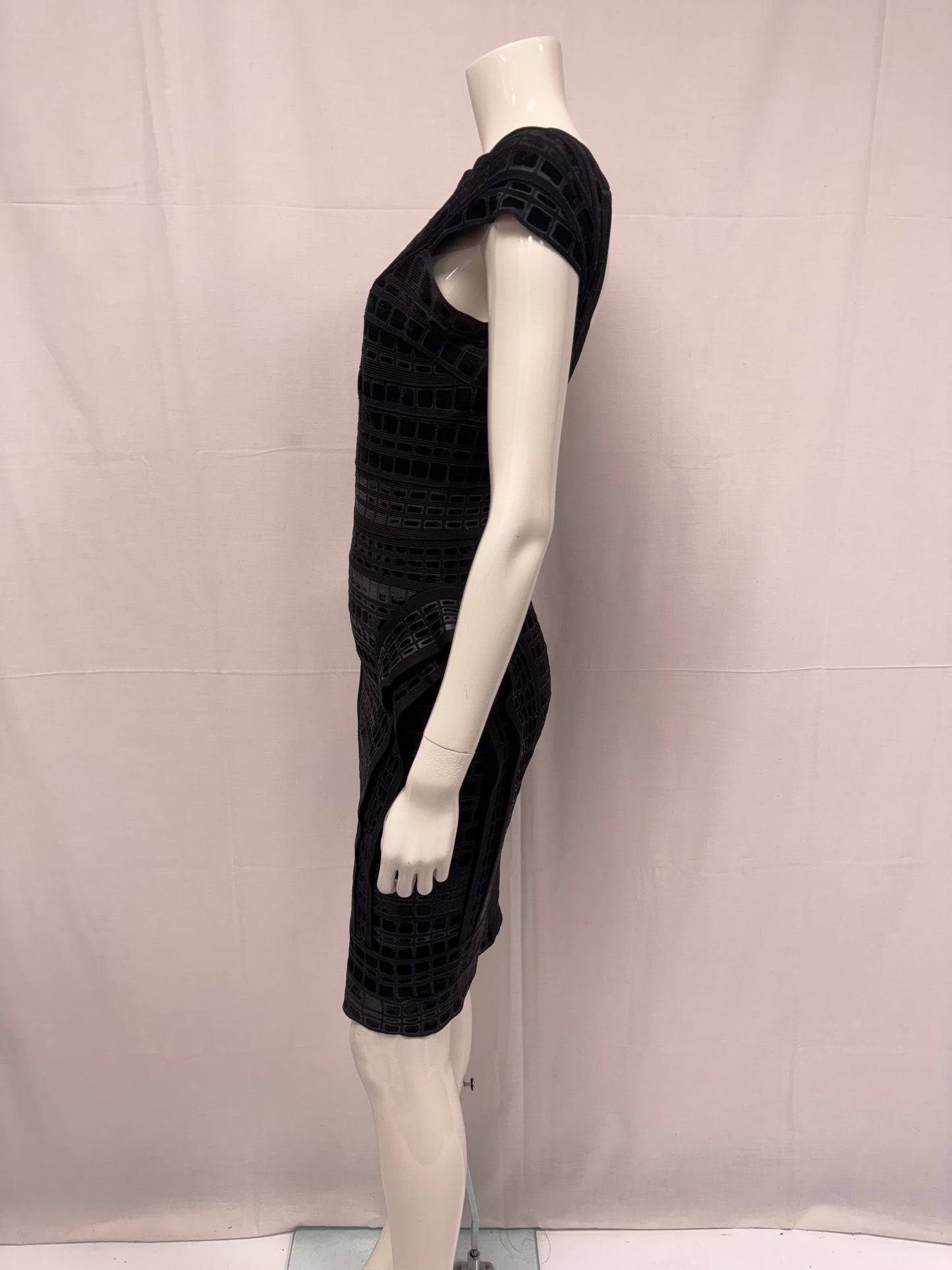 Herve Leger Zip up charcoal bandage dress (pre-owned)