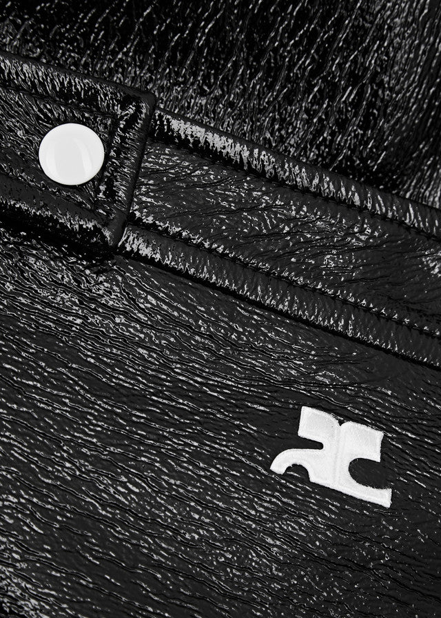 Courreges Black Vinyl Patent Mini Skirt