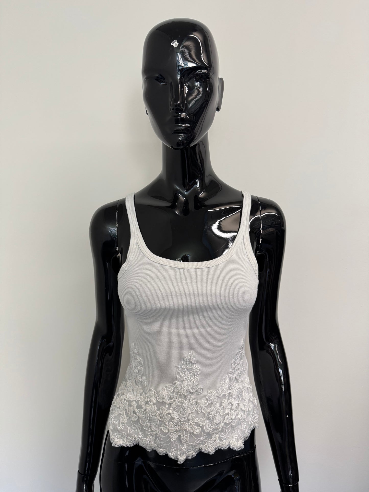 Ermanno Scervino white vest top with lace detail (pre-owned)
