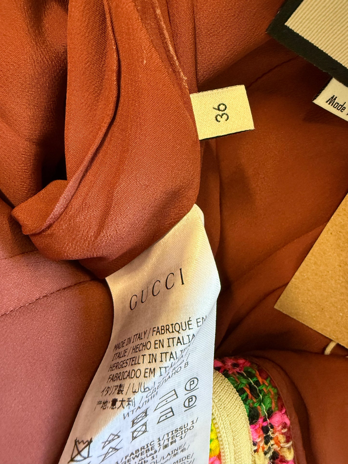 Gucci Yellow and pink check tweed shorts