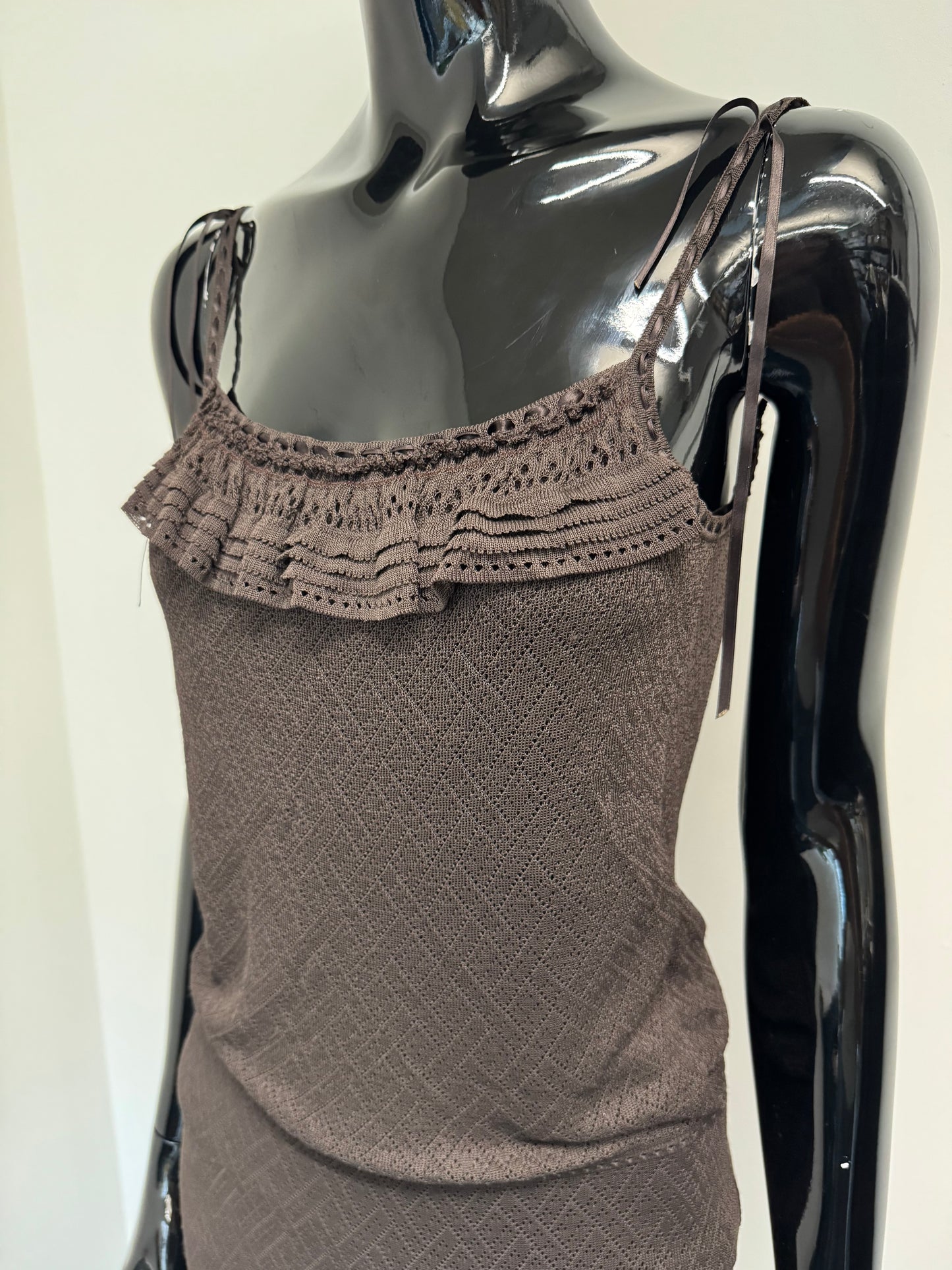 Christian Dior brown cami top and midi skirt (pre-owned)