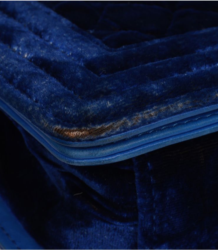 Chanel blue velvet le boy small (pre-owned)