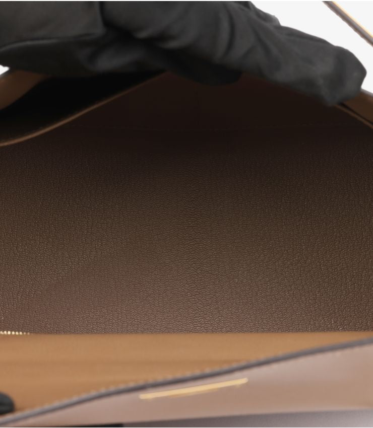 Hermes Beige De Weimar Evercolour Leather Kelly 28cm Retourne