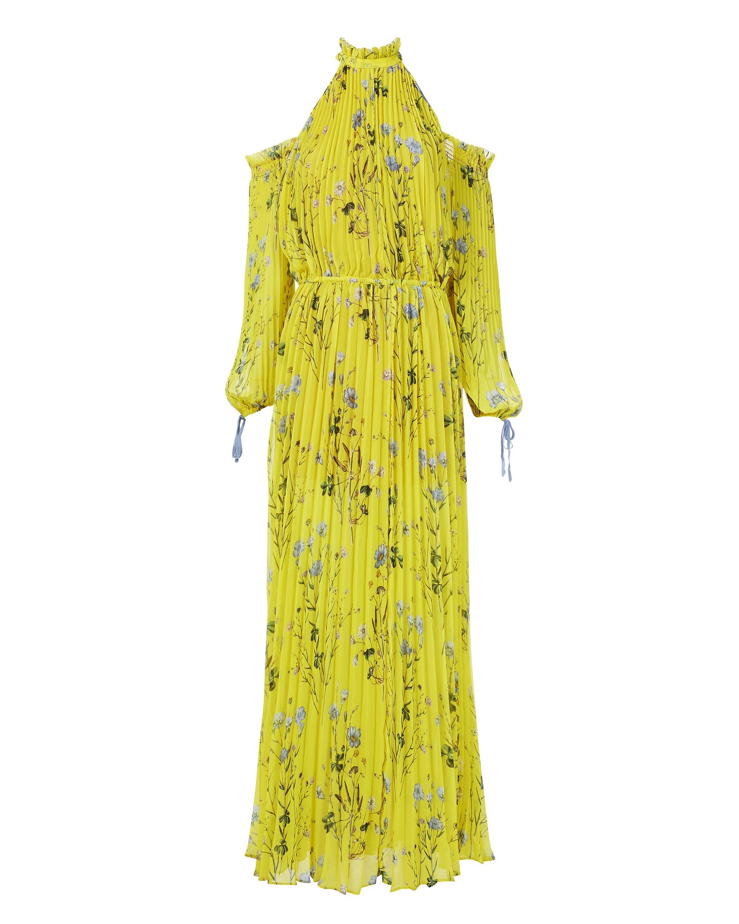 Self Portrait Yellow Floral Printed Cold-Shoulder Dress (pre-owned)