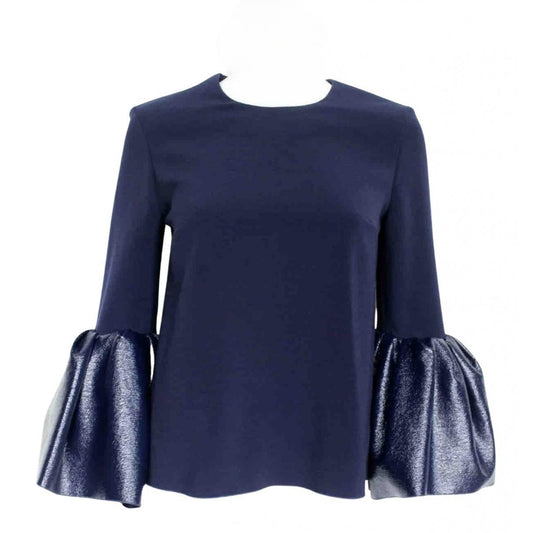 Roksanda Navy fluted patent sleeve top (pre-owned)