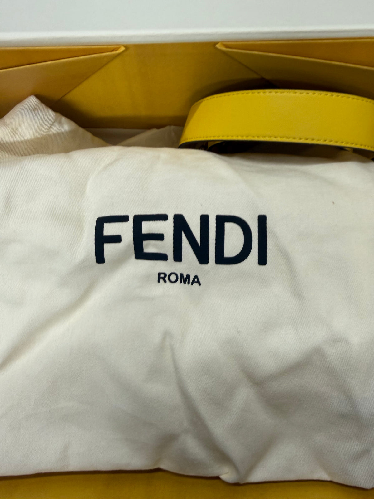 Fendi Yellow Mamma Baguette Medium Leather Crossbody Bag