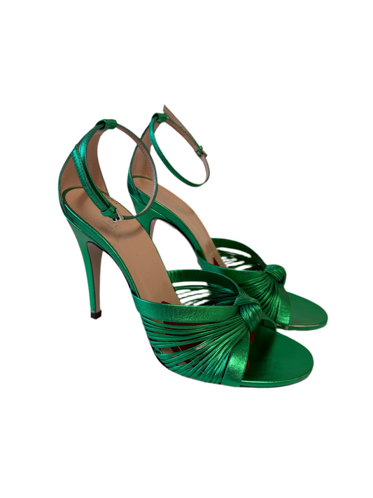 Gucci Women's Green Metallic Leather Sandals (pre-owned)