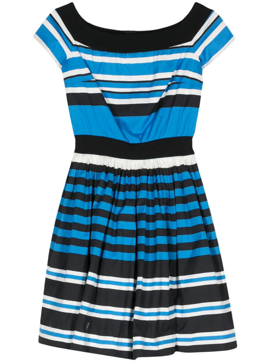 Prada Horizontal stripe blue cotton tea dress (pre-owned)
