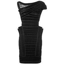 Herve Leger Zip up charcoal bandage dress (pre-owned)