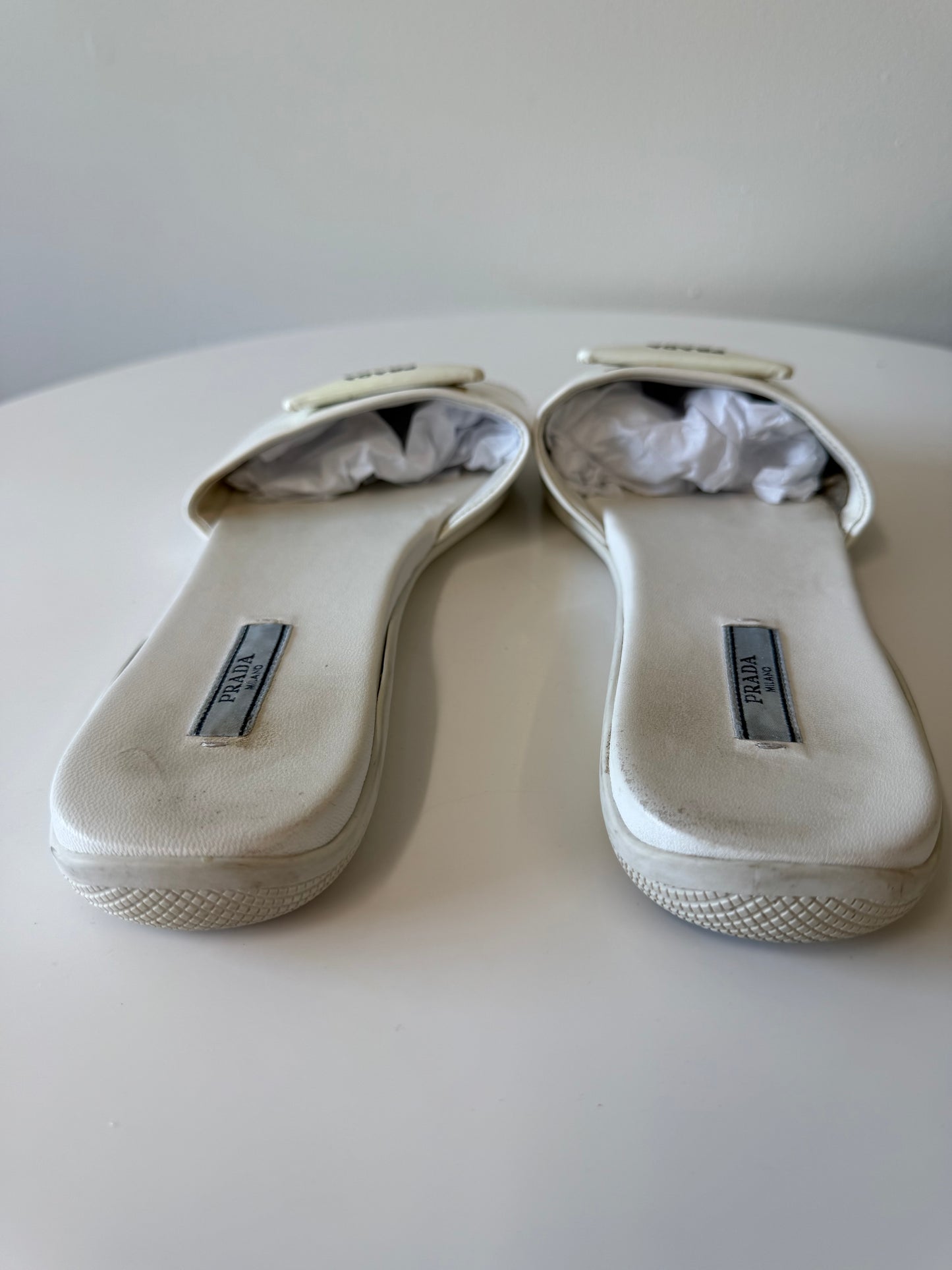 Prada logo leather slides (pre-owned)