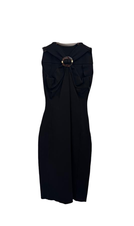 Gucci Black Bodycon dress with tortoise shell buckle (pre-owned)