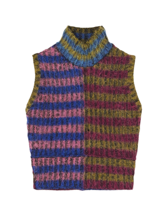 AGR Cropped brushed striped cotton-blend turtleneck sweater (pre-owned)