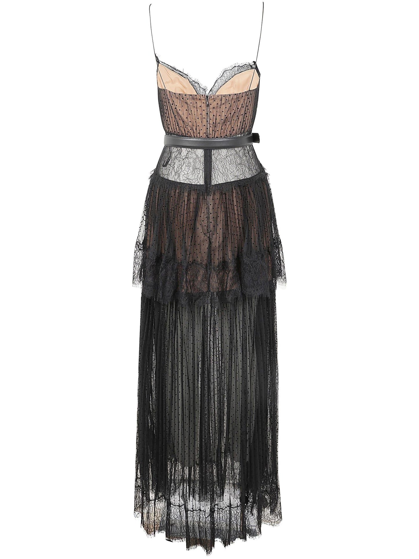 Self portrait Sheer tiered lace-trimmed maxi dress (pre-owned)