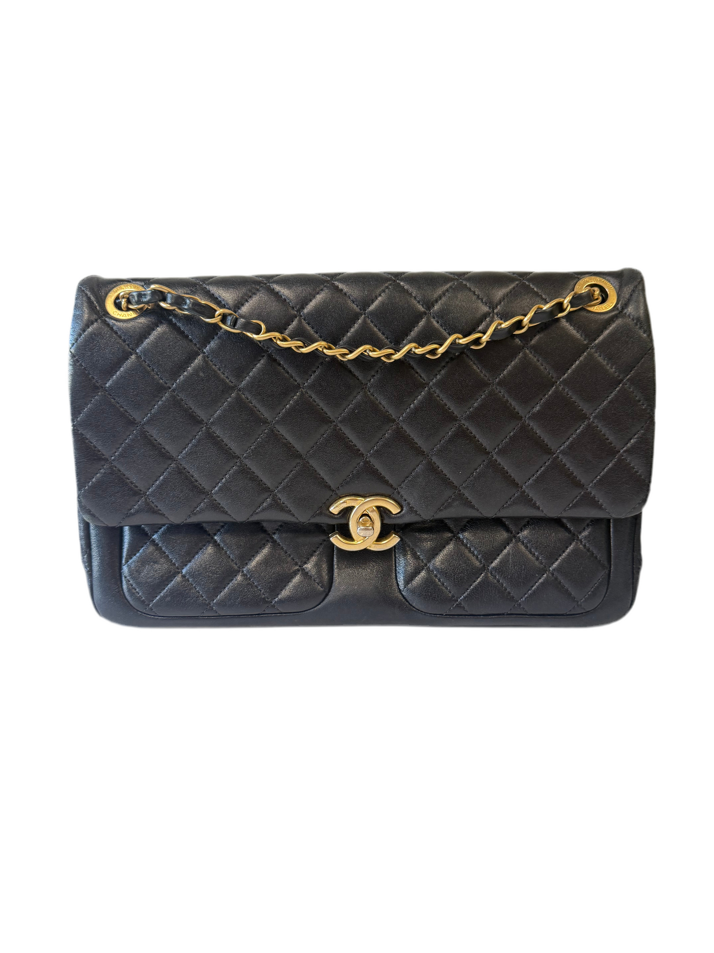 Chanel Black Quilted Lambskin Jumbo Classic Single Flap Bag
