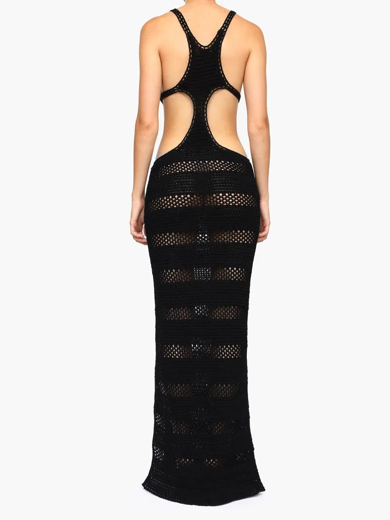 Saint Laurent black crochet dress (pre-owned)