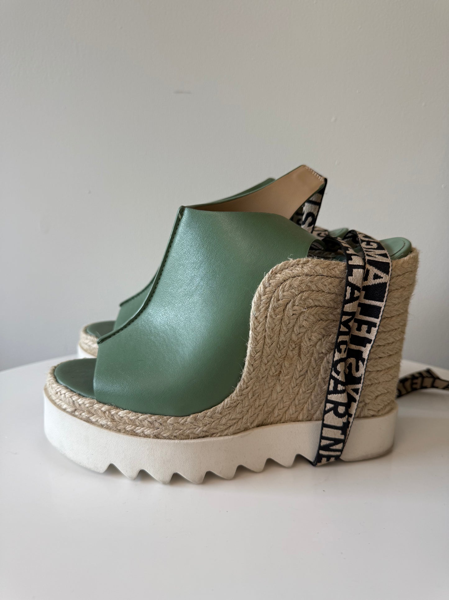Stella McCartney green tie wedges (pre-owned)