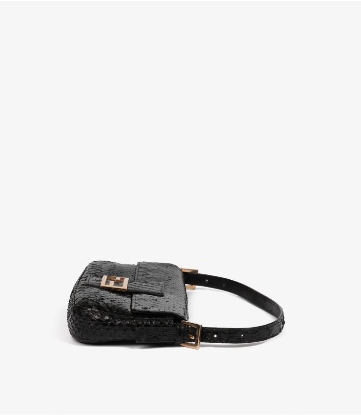 Fendi Black Snakeskin Leather Vintage Baguette (pre-owned)