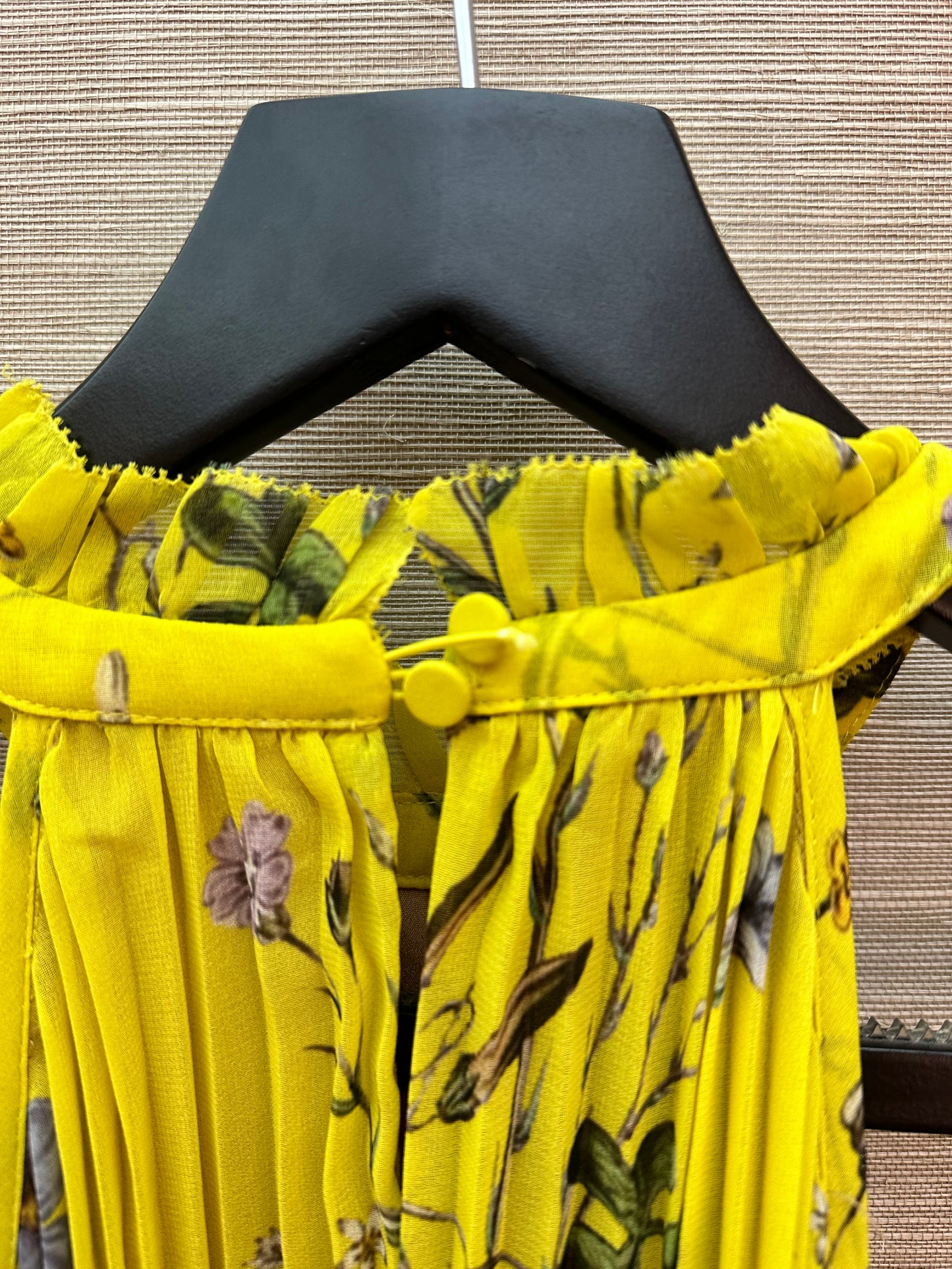 Self Portrait Yellow Floral Printed Cold-Shoulder Dress (pre-owned)