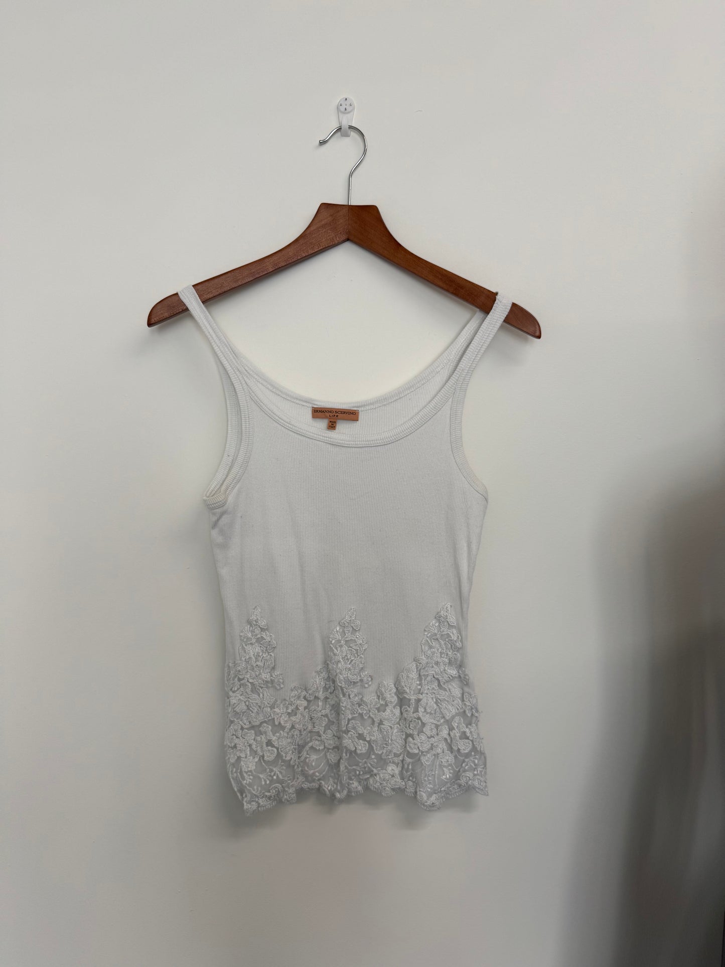 Ermanno Scervino white vest top with lace detail (pre-owned)