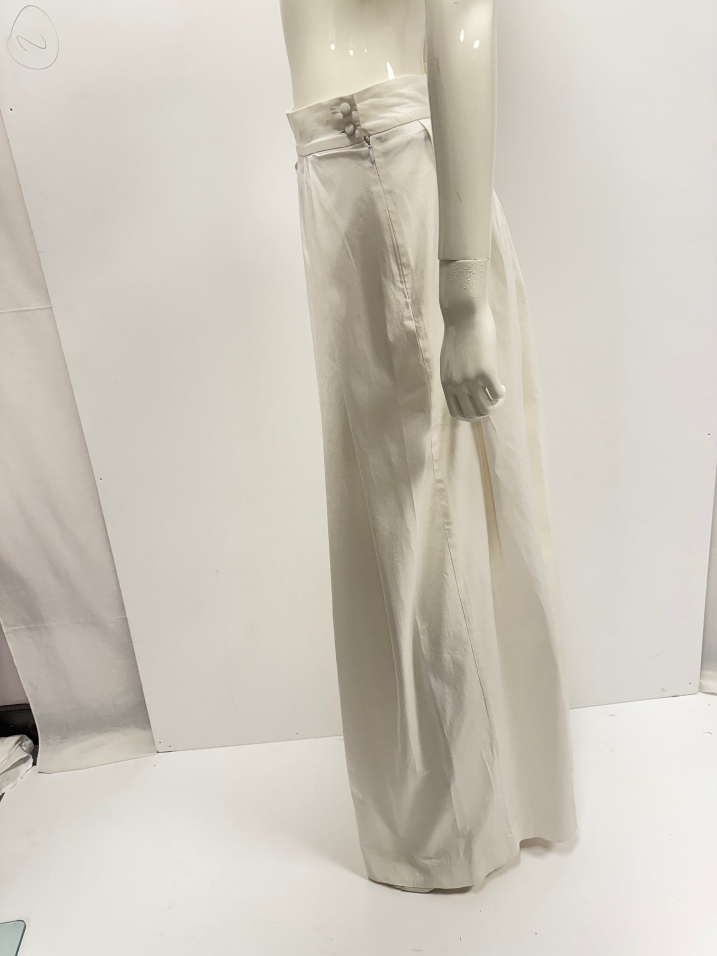 Christian Dior white cotton wide leg trousers (pre-owned)
