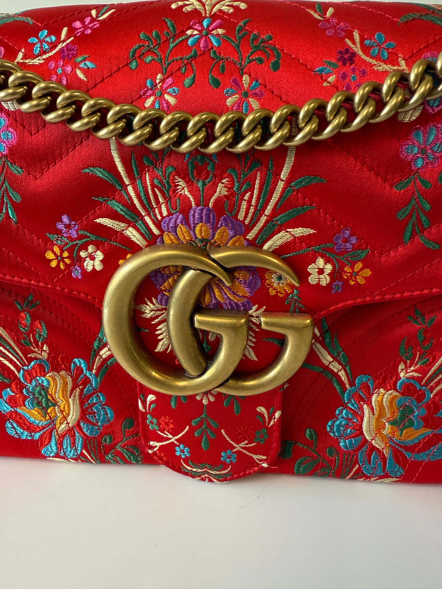 Gucci Marmont GG oriental ted silk bag (pre-owned)