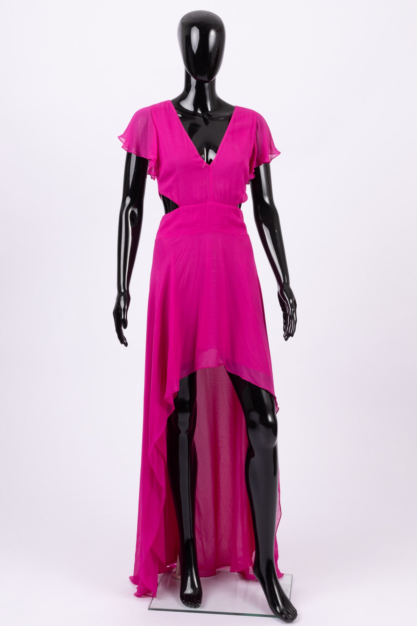 Patrizia Pepe silk waterfall fuchsia dress (pre-owned)