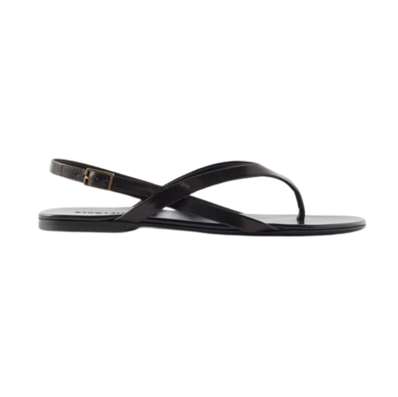 Saint Laurent black Keith leather flat sandals (pre-owned)
