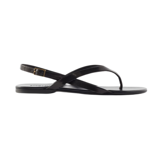 Saint Laurent black Keith leather flat sandals (pre-owned)