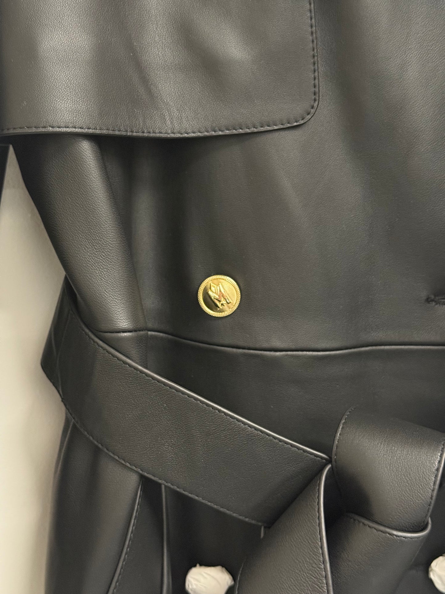 Mackage black maxi leather trench (pre-owned)