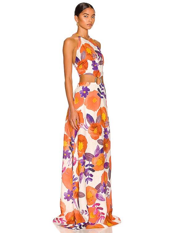 Raisa Vanessa Halter Neck Floral Maxi Dress With Cutout Details (pre-owned)