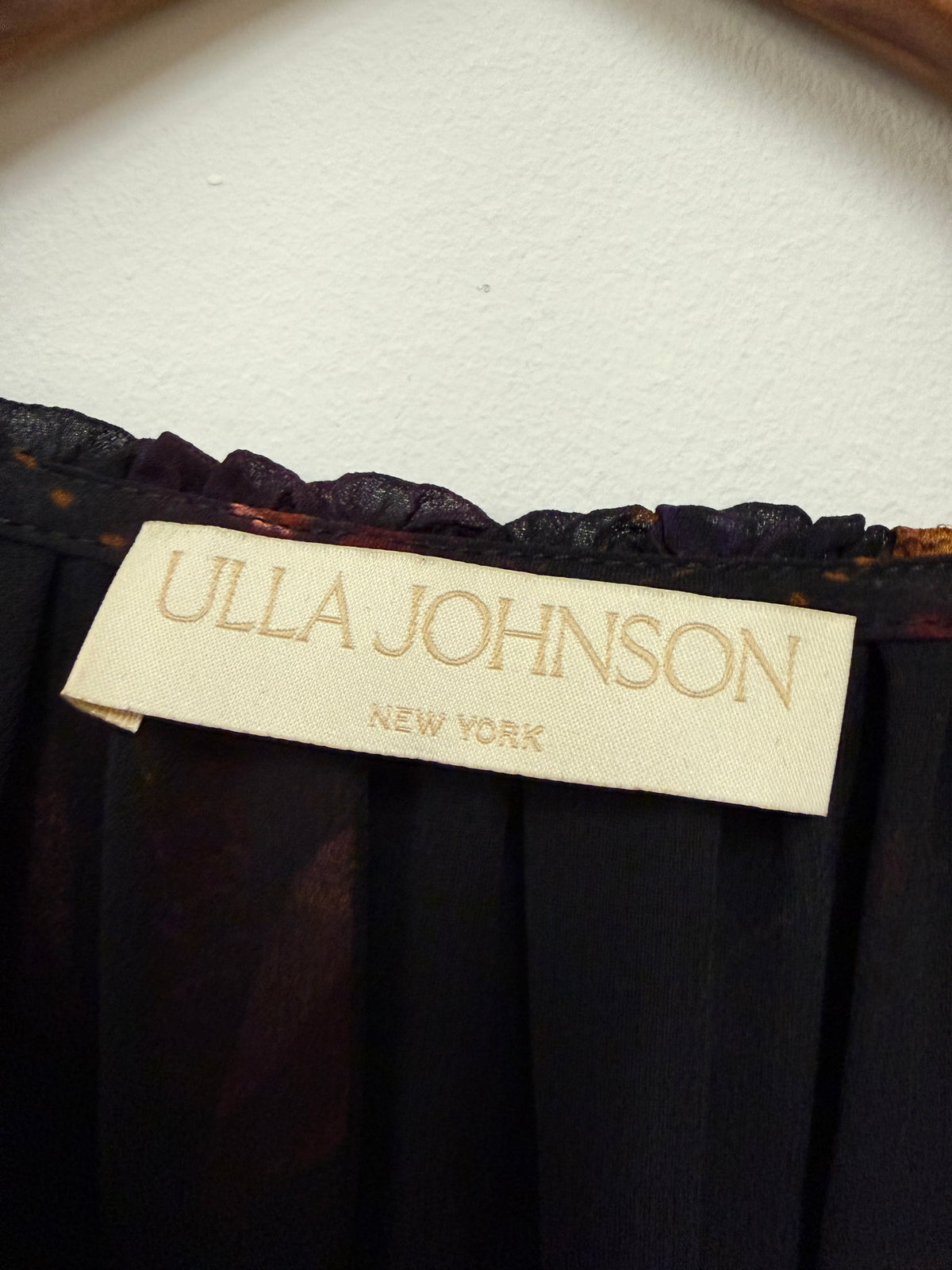 Ulla Johnson black floral long sleeve mini dress