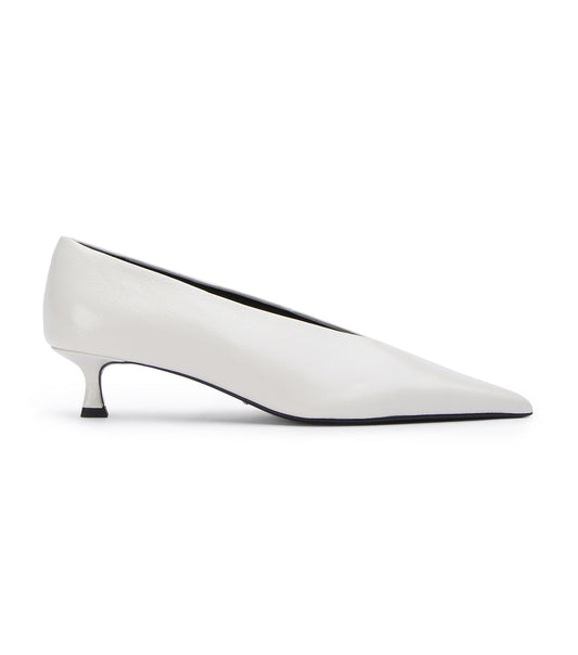 Tony Bianco white cherry dove crinkle kitten heels (pre owned)
