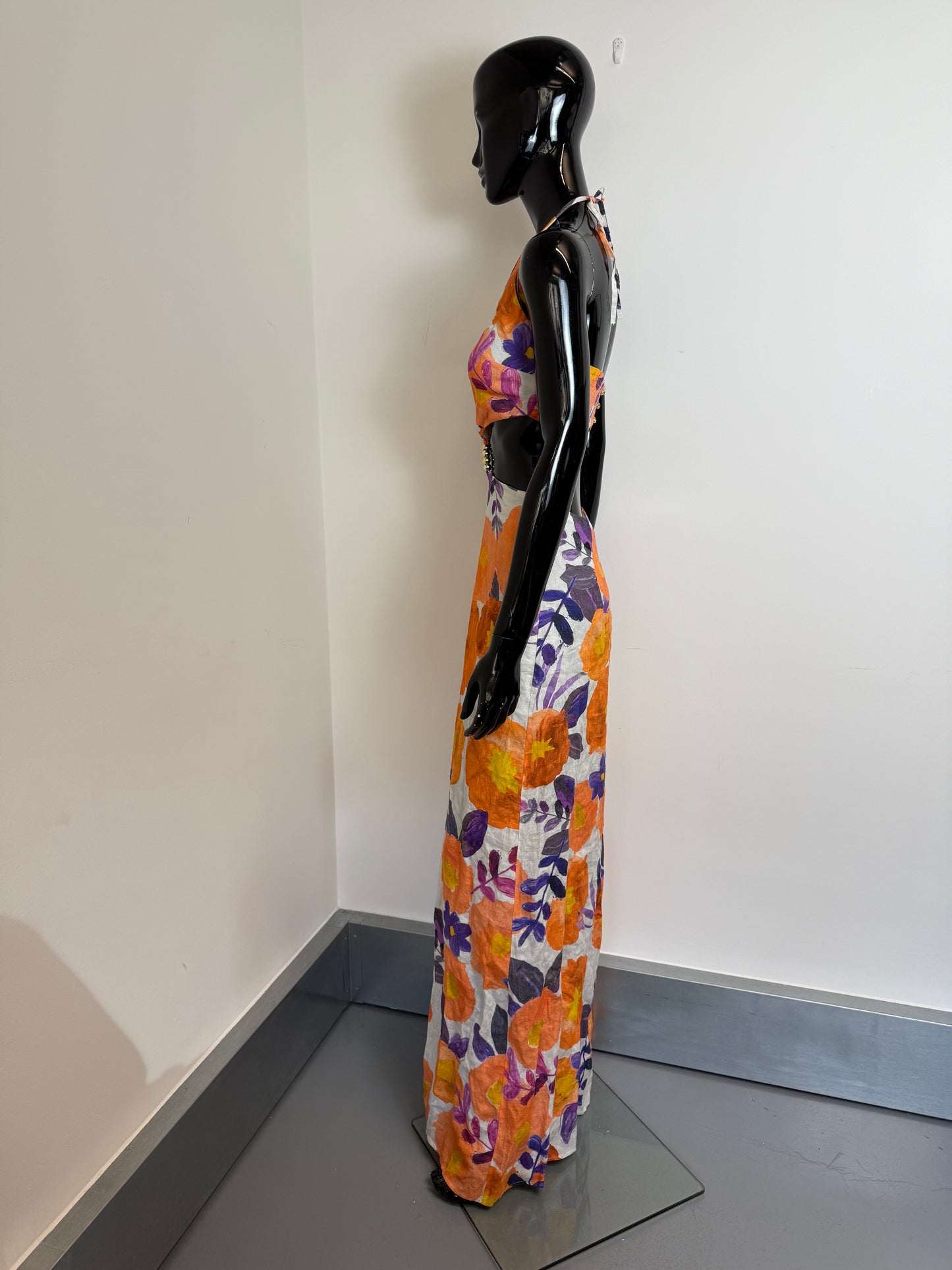 Raisa Vanessa Halter Neck Floral Maxi Dress With Cutout Details (pre-owned)